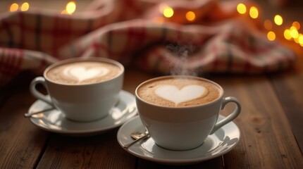 Fototapeta premium Cozy Coffee Setting with Foam Art