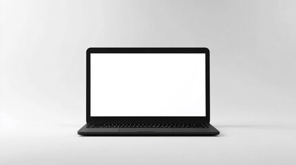 Fototapeta premium Laptop with a blank screen on a simple background for mockup or template design