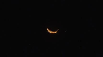 Crescent Moon and Star Night Sky