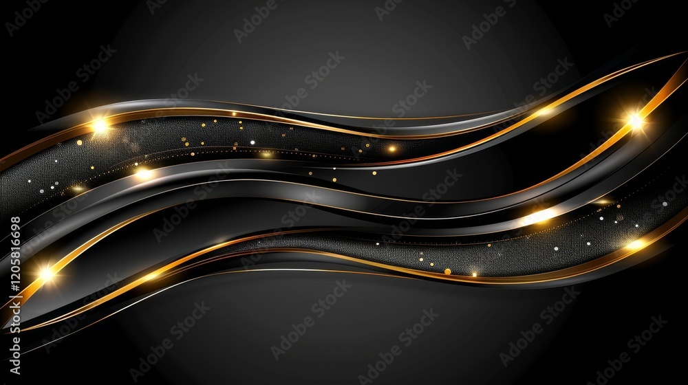 Poster elegant gold and grey business card design with abstract lines and gradient background space
