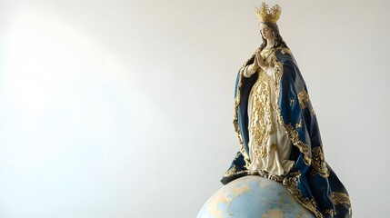Virgin Mary Statue on a Globe World