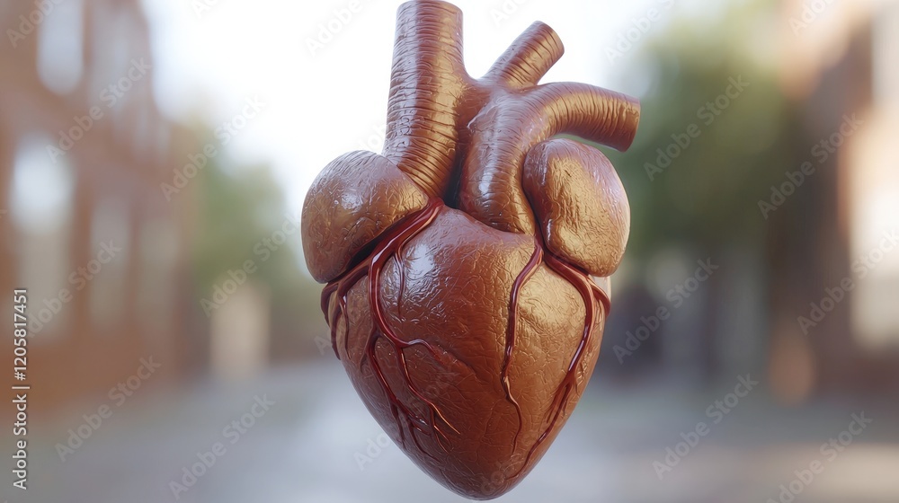 Poster detailed 3d render of a human heart with intricate structure and realistic texture