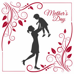 Mather's Day vector silhouette black design white background