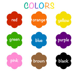 Education set the names of the colors learning for preschoolers.