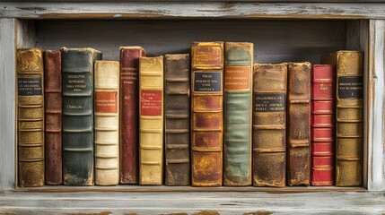 Naklejka premium A stylish, well-organized bookshelf with colorful binders and decor elements. Perfect for modern office or home decor inspiration.