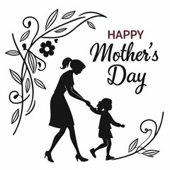 Mather's Day vector silhouette black design white background