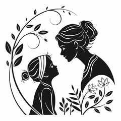 Mather's Day vector silhouette black design white background