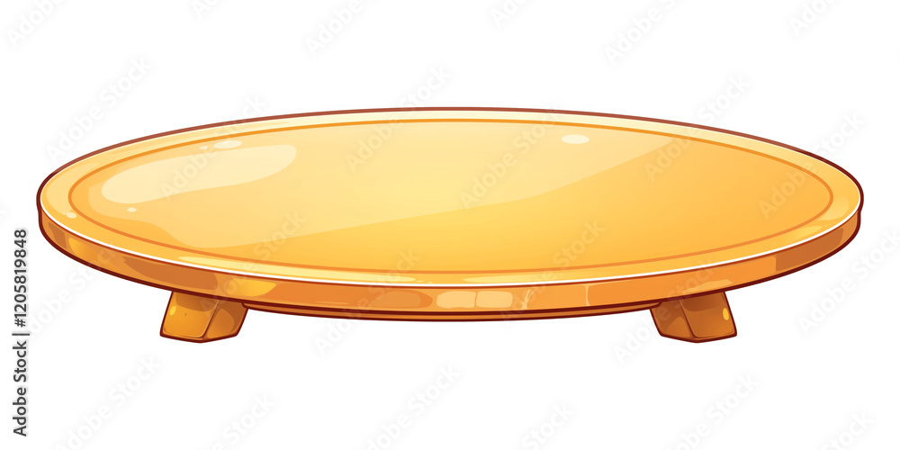 Poster Oval yellow plastic base with shiny surface, ideal for display purposes. base is empty and has smooth, sunny appearance, perfect for showcasing items in bright setting