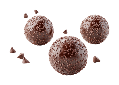 Decadent round chocolate coated balls with sprinkles gourmet dessert studio sweet treats indulgence