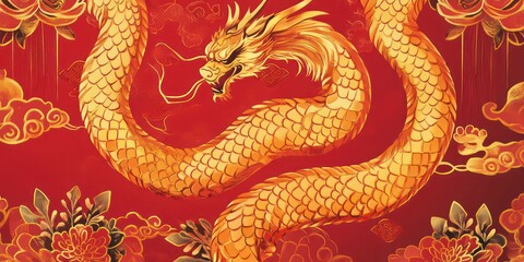 Obraz premium Golden Snake, wealthy, the snake‘s body shows the number 2025, 2025 Chinese New Year traditional patterns