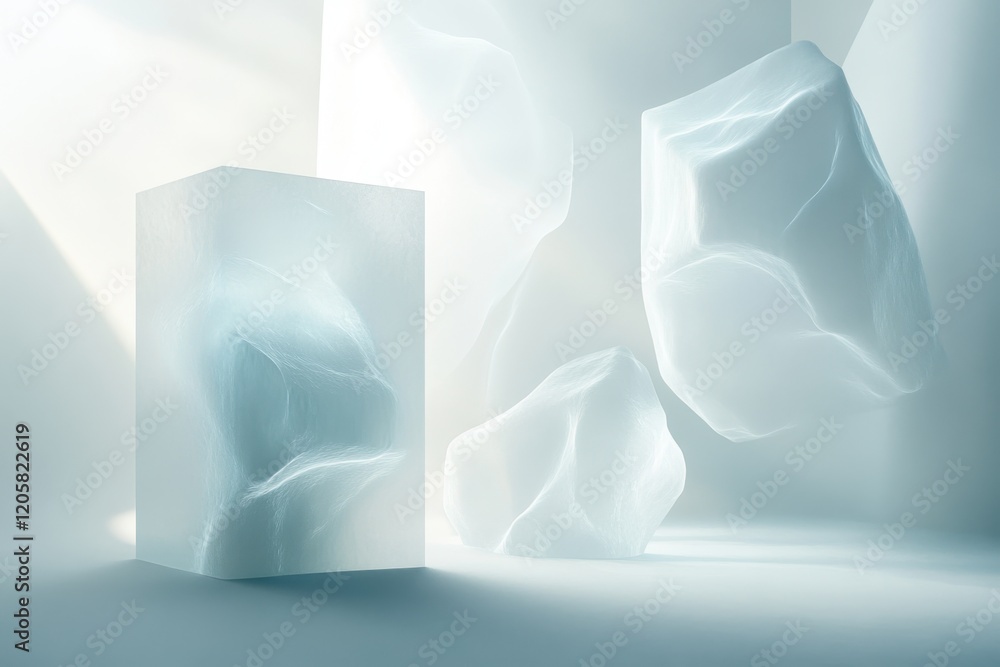 Aufkleber ethereal ice sculptures illuminated by soft light create a serene atmosphere in a minimalist space