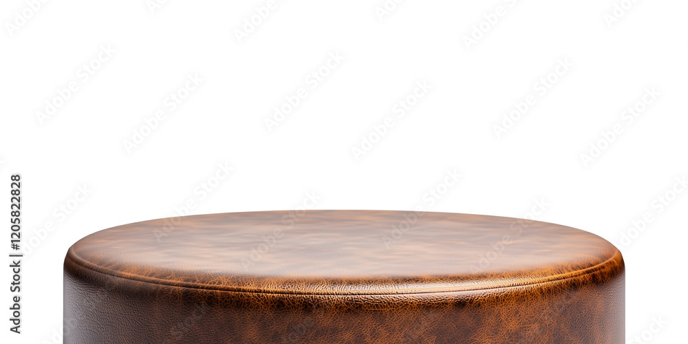 Poster brown leather display base with smooth surface, isolated on transparency background, perfect for sho