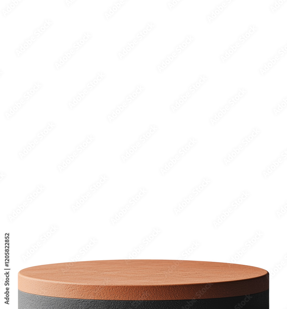 Poster round, empty display base with charcoal and terracotta finish, perfect for showcasing products or de
