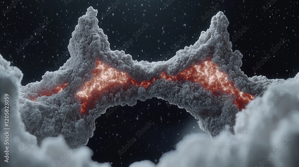 Poster glowing biological structure in space-like setting: an abstract 3d render