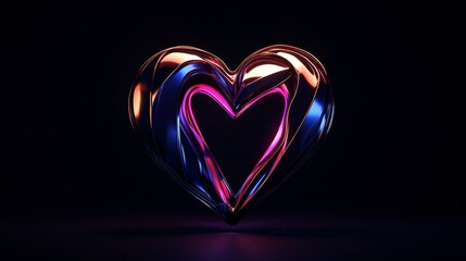 Colorful heart shape illuminated against dark background creates a vibrant and emotional visual expression