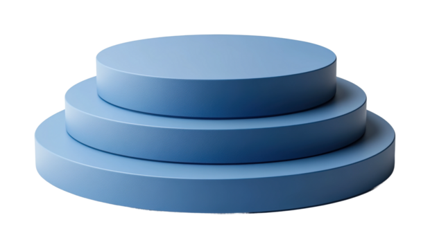 Minimalist blue circular layers abstract design digital studio setting eye-level view modern aesthetics - Powered by Adobe