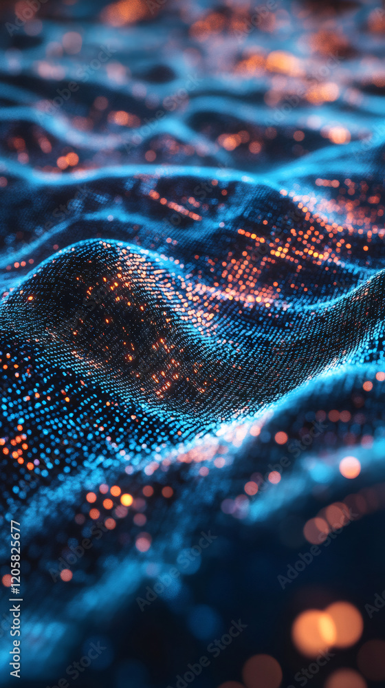 Aufkleber glowing particles flowing in a smooth, digital wave create a captivating pattern in the vast expanse