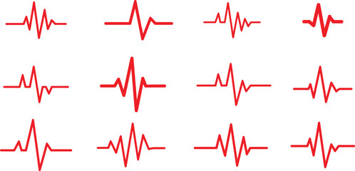 Collection of red heartbeat line icon vector