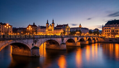Fototapeta premium city charles bridge at sunset