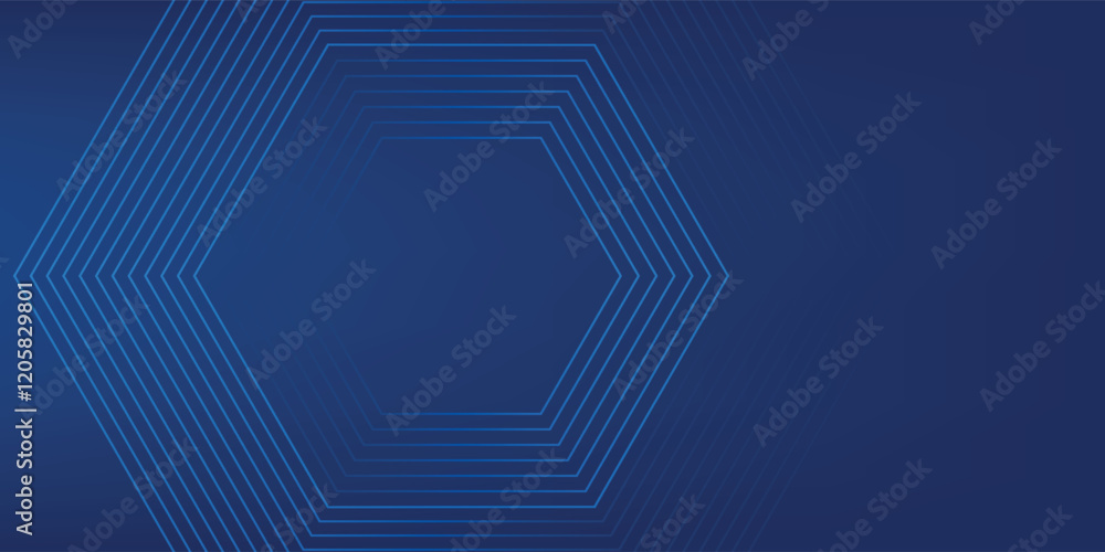 Aufkleber modern abstract blue background with glowing geometric lines. blue gradient hexagon shape design. fu