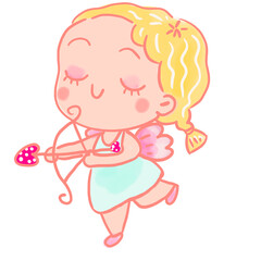 girl Cupid angel cartoon  with heart