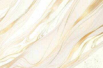 Abstract gold and white marble texture with flowing lines and subtle glitter.