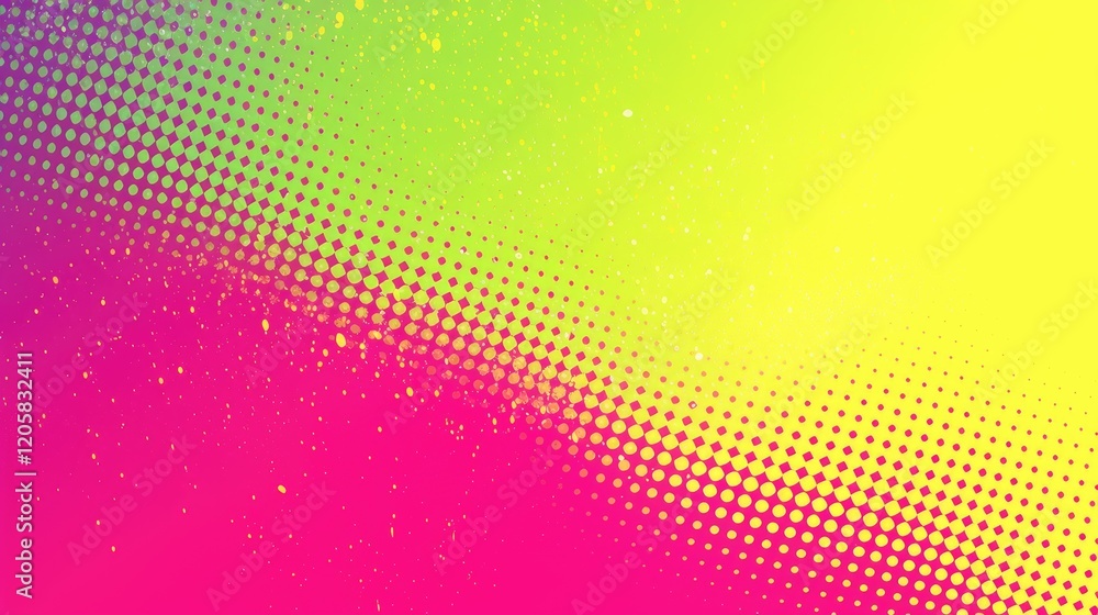 Poster Abstract vibrant gradient background with halftone dots and glitter.