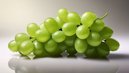 Generated im"Fresh Green Grape Cluster with Water Droplets on Minimalistic Background"

age