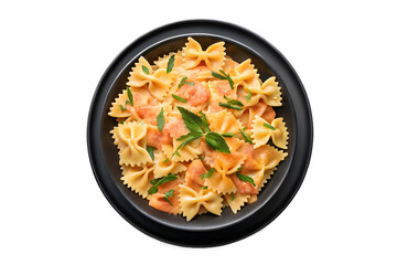 Farfalle Pasta with Creamy Salmon Sauce and Fresh Ingredients, Delicious Seafood Recipe