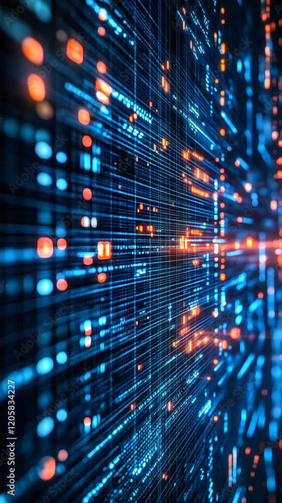 Leinwandbilder digital data stream cascading through cyberspace, illuminating network traffic with vibrant blue and