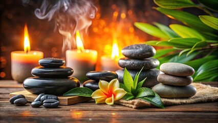 Obraz premium Soothing therapy with heated volcanic stones , natural, treatments, natural, treatments, minerals, warm, peaceful, wellness