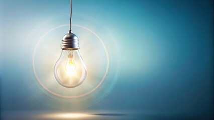 Illuminating Ideas A Glowing Filament Bulb Suspended Against a Serene Teal Background