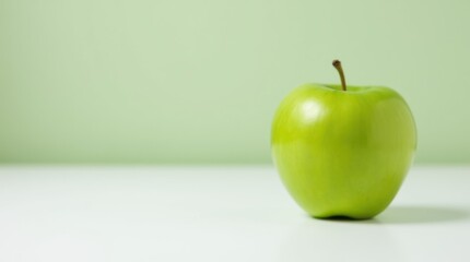 Green Apple on White Table: A Symbol of Healthy Living
