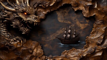Ancient Dragon's Gaze: A Galleon's Perilous Journey