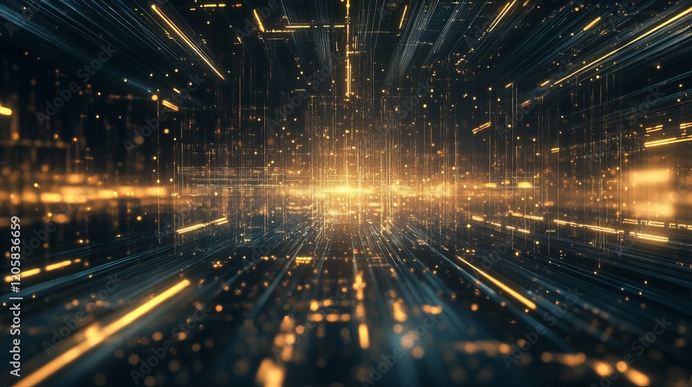 Poster abstract futuristic tech background: data network visualization