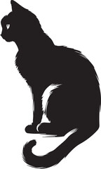 Black cat silhouette on a roof illustration