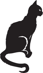 Black cat silhouette on a roof illustration
