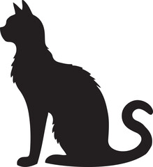 Black cat silhouette on a roof illustration