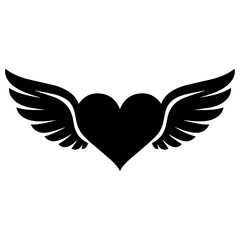 Black heart with wings icon vector illustration.