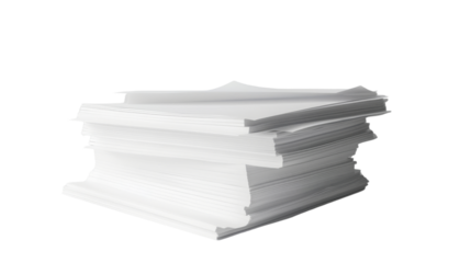 Stack of papers on transparent background