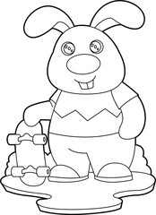 Rabbit Skater Skateboard Animal Vector Graphic Art Illustration