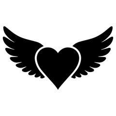 Black hearts with wings icon vector illustration.