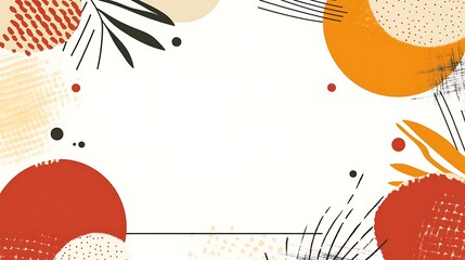 Obraz premium Abstract Autumnal Design Featuring Circles Leaves and Lines
