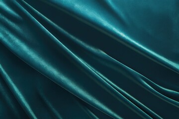 Obraz premium Teal velvet fabric with soft, flowing folds and rich texture.