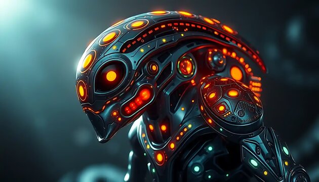 Futuristic Robotic Alien with Glowing Lights