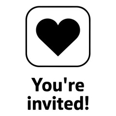 love invitation icon with a heart vector.
