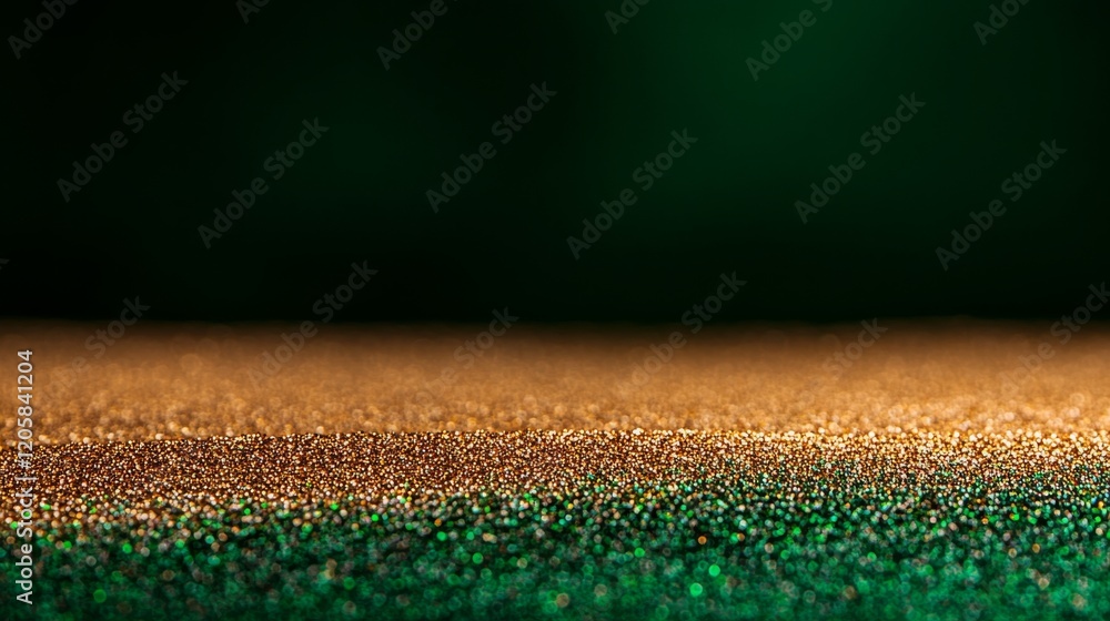 Aufkleber blurry golden lights float softly against an emerald green background, enhancing a festive and elega