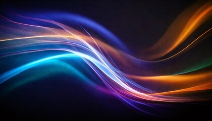 Obraz premium Abstract flowing light trails creating colorful waves on dark background
