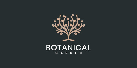 Abstract botanical tree logo design. Oak tree modern icon