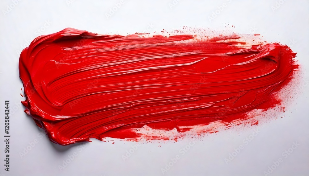 Poster red paint stroke creating vivid texture on white background
